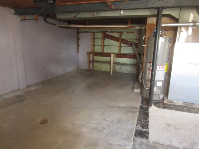 basement with water heater