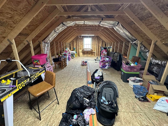 view of unfinished attic