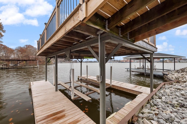 dock area featuring a water view