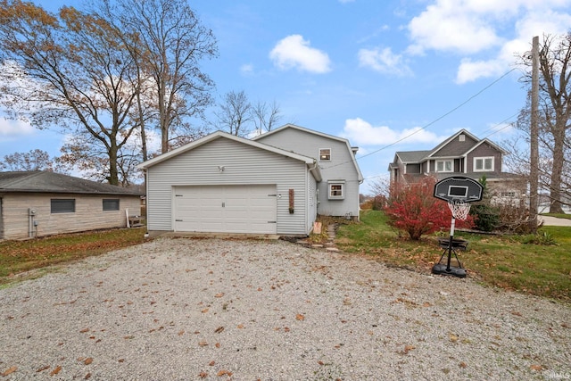 exterior space with a garage