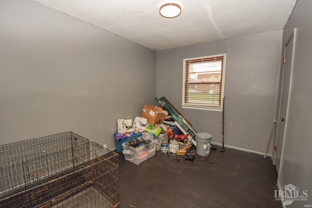 interior space with dark hardwood / wood-style floors