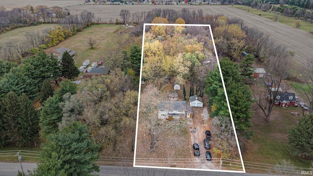 bird's eye view with a rural view