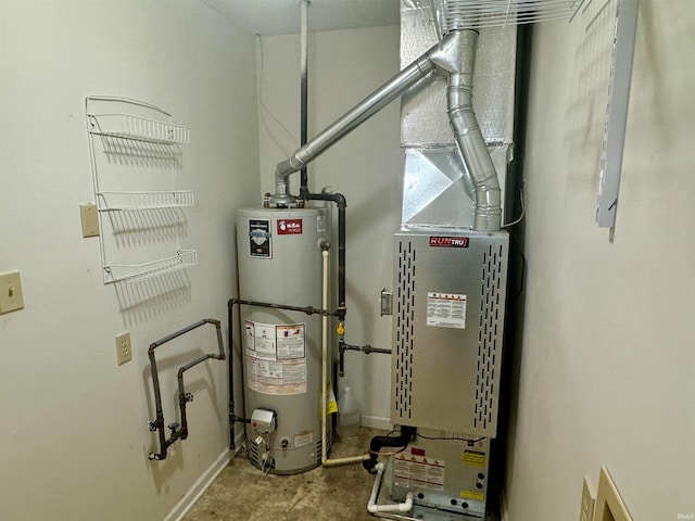 utility room with water heater