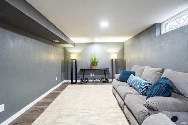 living room with wood-type flooring