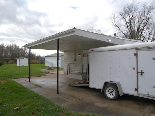 view of parking / parking lot with a yard