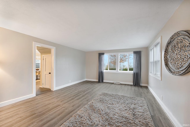 spare room featuring wood-type flooring