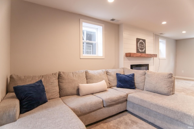 living room featuring carpet flooring