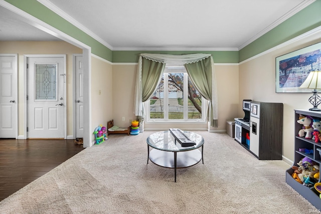 4819 Osprey Dr E, Lafayette, IN 47909 - rec room with ornamental molding and wood finished floors