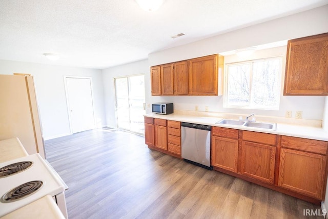 kitchen featuring sink, light wood-type flooring, and stainless steel appliances