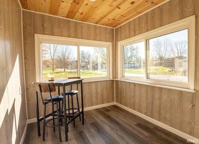 sunroom / solarium with wood ceiling