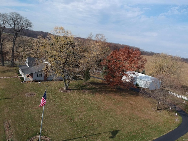 drone / aerial view with a rural view