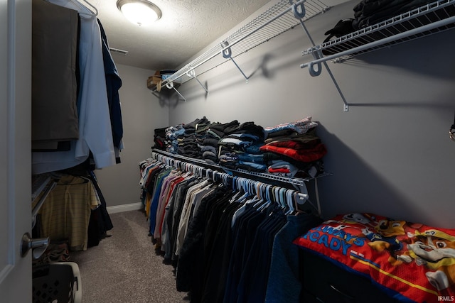 walk in closet featuring carpet