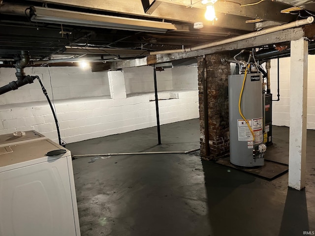 basement with water heater