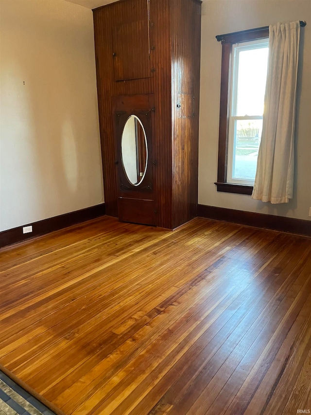 spare room featuring wood-type flooring