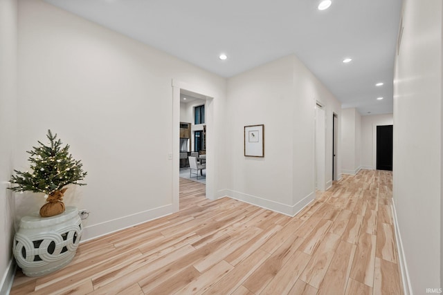 hall featuring light wood-type flooring