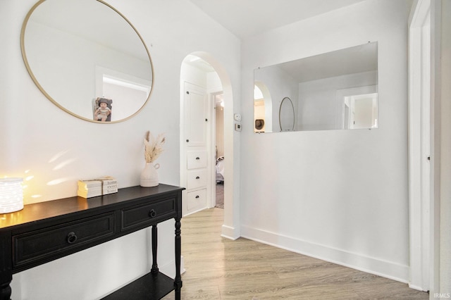 hall featuring light hardwood / wood-style flooring