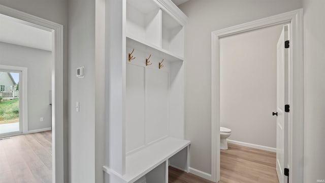 mudroom featuring light hardwood / wood-style floors