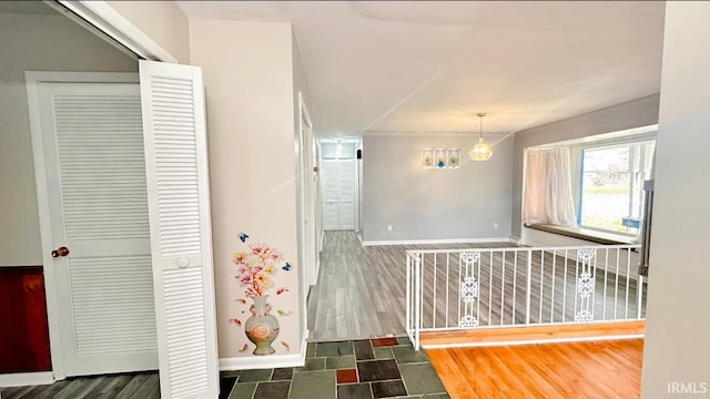 interior space with dark hardwood / wood-style flooring