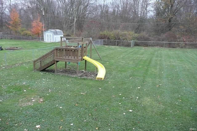 view of yard with a playground