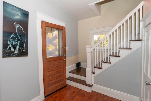 entrance foyer featuring dark hardwood / wood-style floors