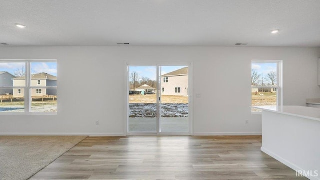 empty room featuring a healthy amount of sunlight and light wood-type flooring