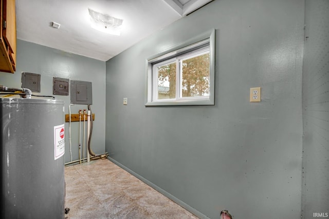 utility room with water heater