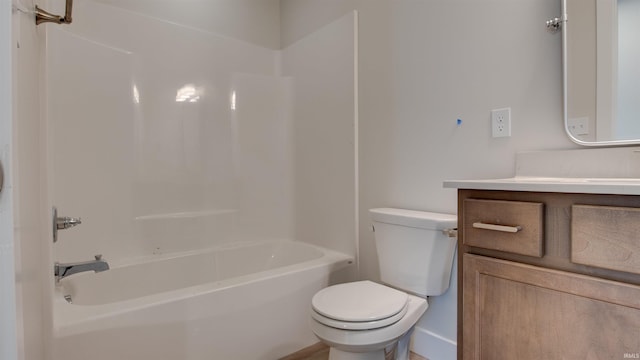 full bathroom featuring toilet, vanity, and shower / tub combination