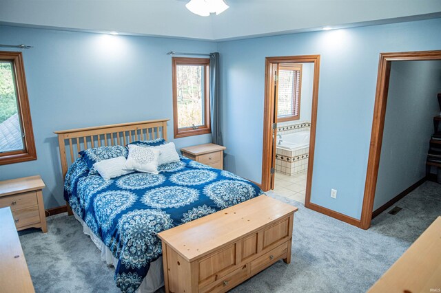 415 W 060 N, Lagrange, IN 46761 - bedroom with light carpet, multiple windows, baseboards, and ensuite bathroom