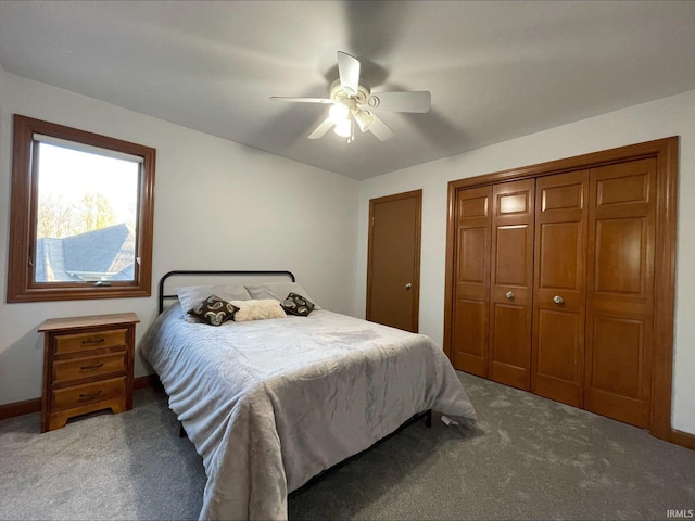 415 W 060 N, Lagrange, IN 46761 - carpeted bedroom with baseboards, a ceiling fan, and two closets