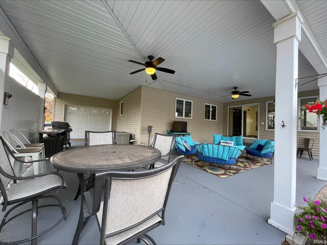 415 W 060 N, Lagrange, IN 46761 - view of patio with outdoor dining space, outdoor lounge area, a ceiling fan, and area for grilling