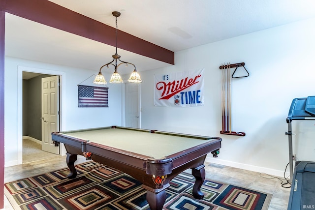 recreation room featuring billiards