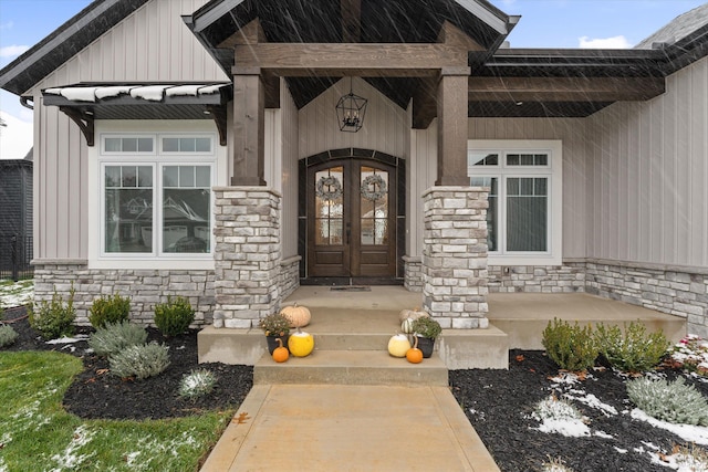 view of exterior entry with french doors