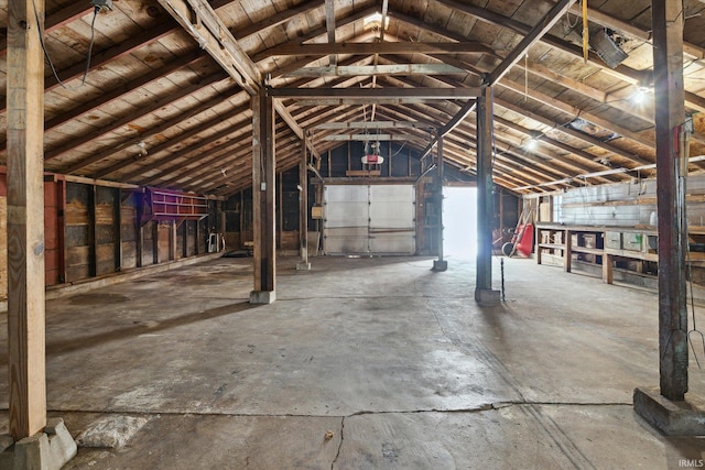 misc room featuring lofted ceiling