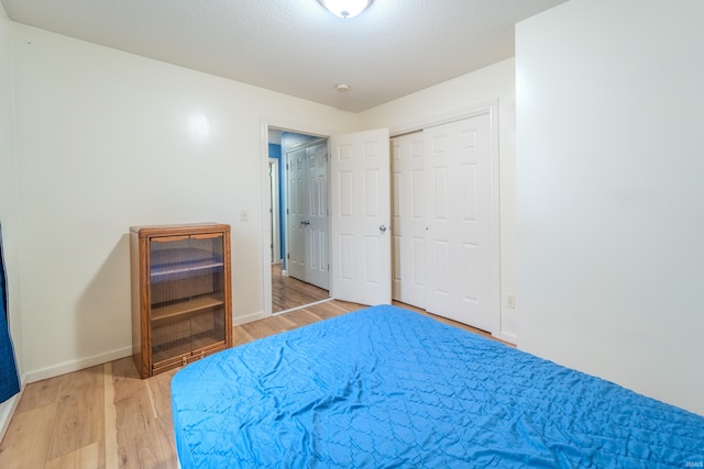 bedroom featuring a closet and wood-type flooring