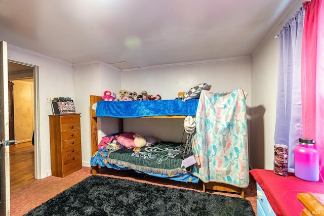 bedroom with ornamental molding