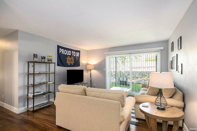 living room featuring dark hardwood / wood-style flooring