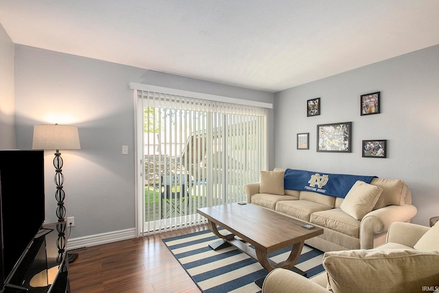 living room featuring dark hardwood / wood-style flooring