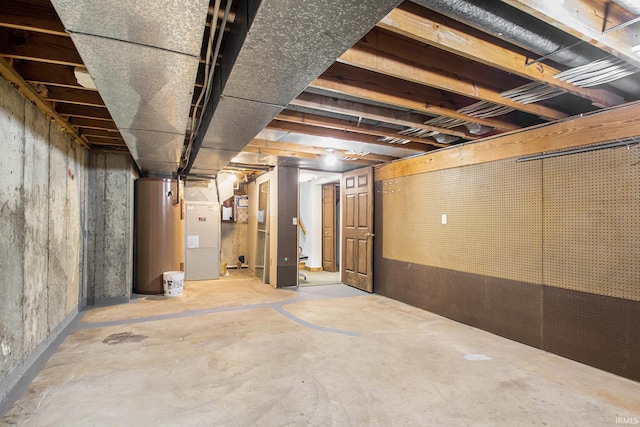 basement with gas water heater