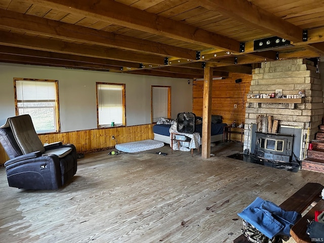 interior space featuring a stone fireplace