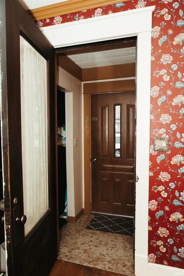 entryway featuring hardwood / wood-style flooring