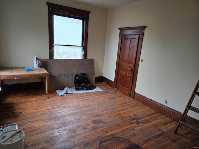 interior space with dark wood-type flooring