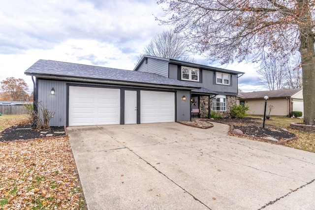 front facade with a garage