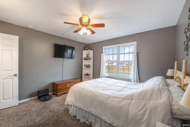 bedroom featuring carpet and ceiling fan