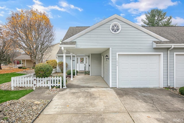 view of front of property featuring a garage