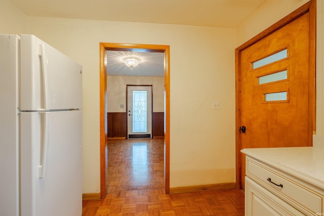 hall featuring light parquet floors