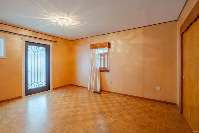 foyer entrance with light parquet floors