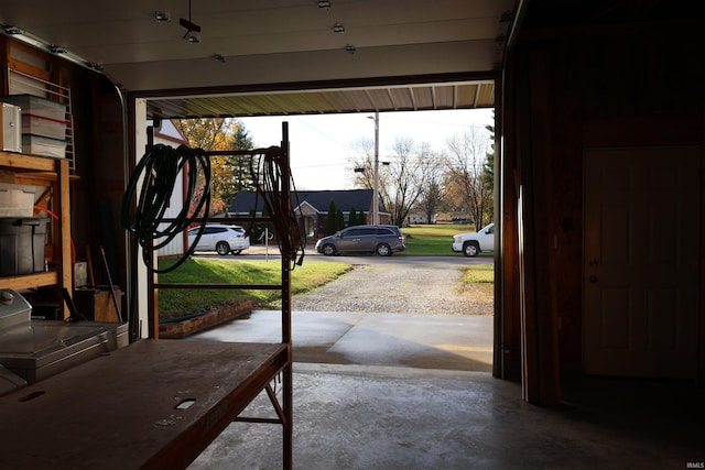 entryway with concrete floors