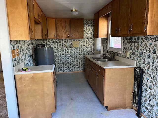 kitchen with water heater and sink