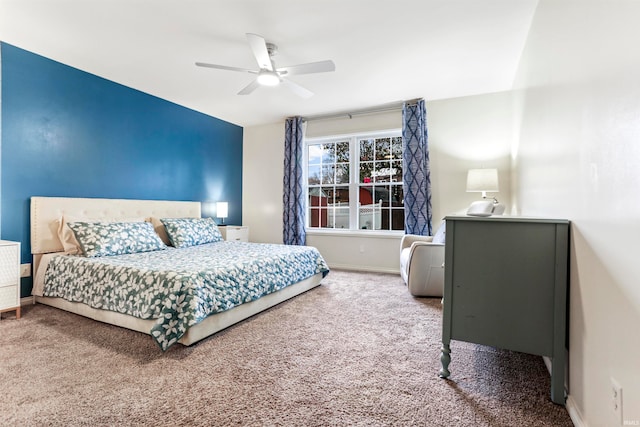 bedroom with carpet and ceiling fan