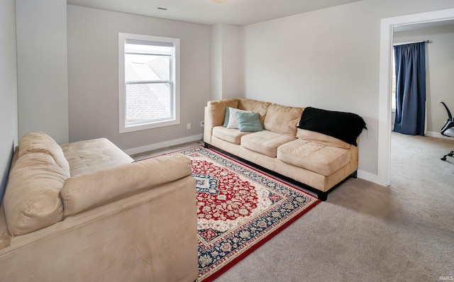 living room featuring carpet floors